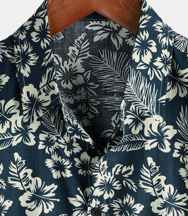Men's Short Sleeve Hawaiian Print Shirt with a Button Front