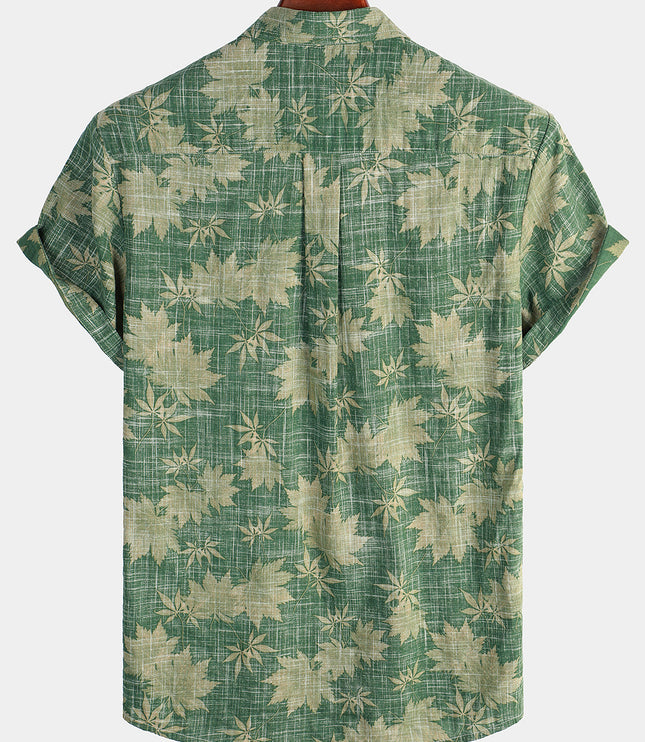 Men's Short Sleeve Hawaiian Print Shirt with a Button Front