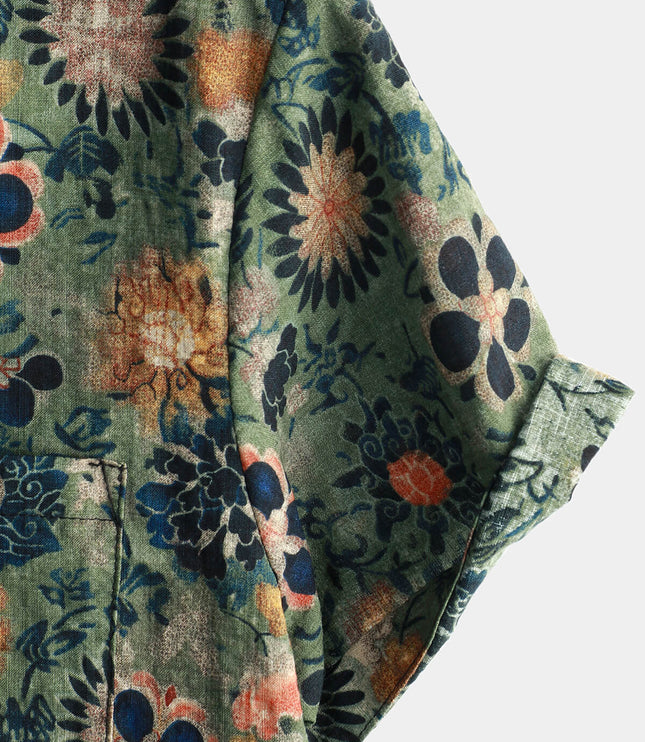 Men's Short Sleeve Hawaiian Print Shirt with a Button Front