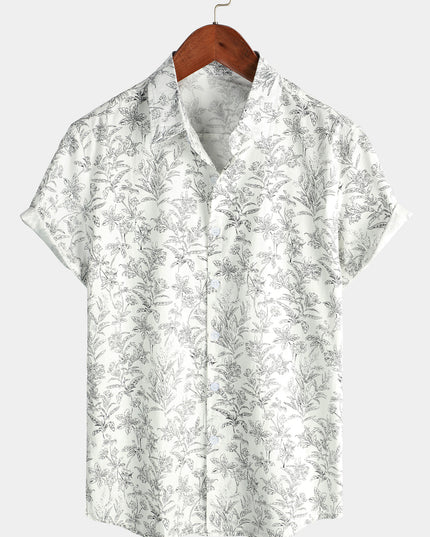 Men's Short Sleeve Hawaiian Print Shirt with a Button Front