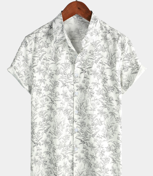 Men's Short Sleeve Hawaiian Print Shirt with a Button Front