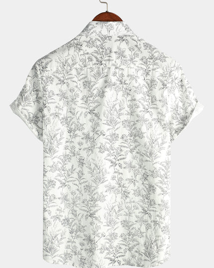 Men's Short Sleeve Hawaiian Print Shirt with a Button Front