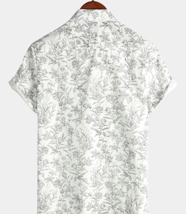 Men's Short Sleeve Hawaiian Print Shirt with a Button Front