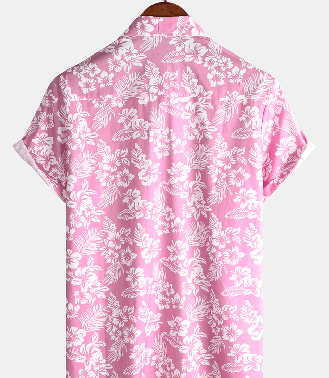 Men's Short Sleeve Hawaiian Shirt with Floral Print