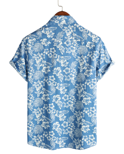 Men's Short Sleeve Hawaiian Shirt with Floral Print
