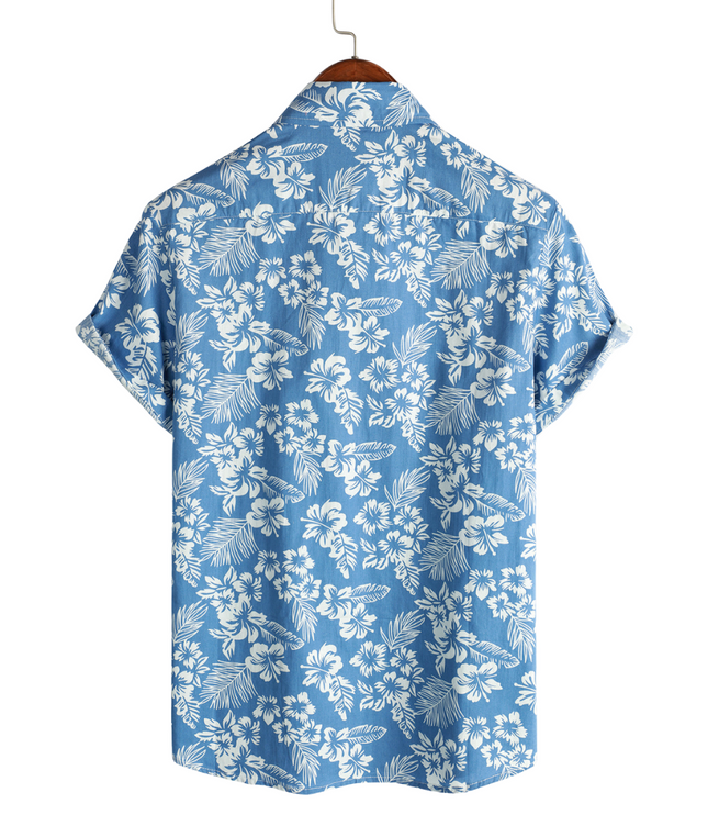 Men's Short Sleeve Hawaiian Shirt with Floral Print