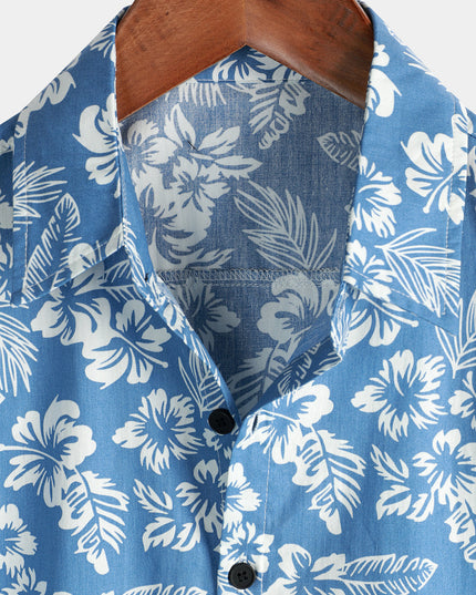Men's Short Sleeve Hawaiian Shirt with Floral Print