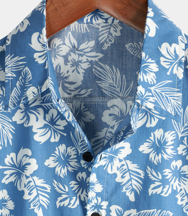 Men's Short Sleeve Hawaiian Shirt with Floral Print