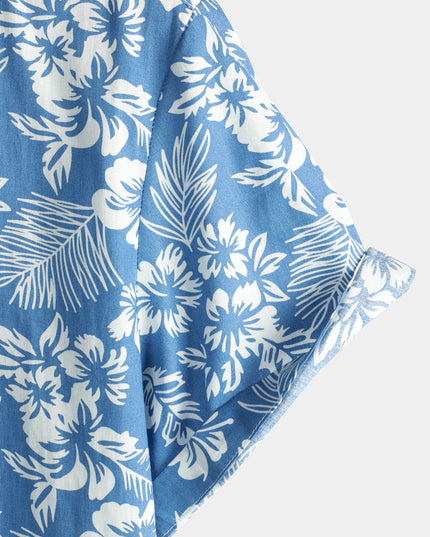Men's Short Sleeve Hawaiian Shirt with Floral Print