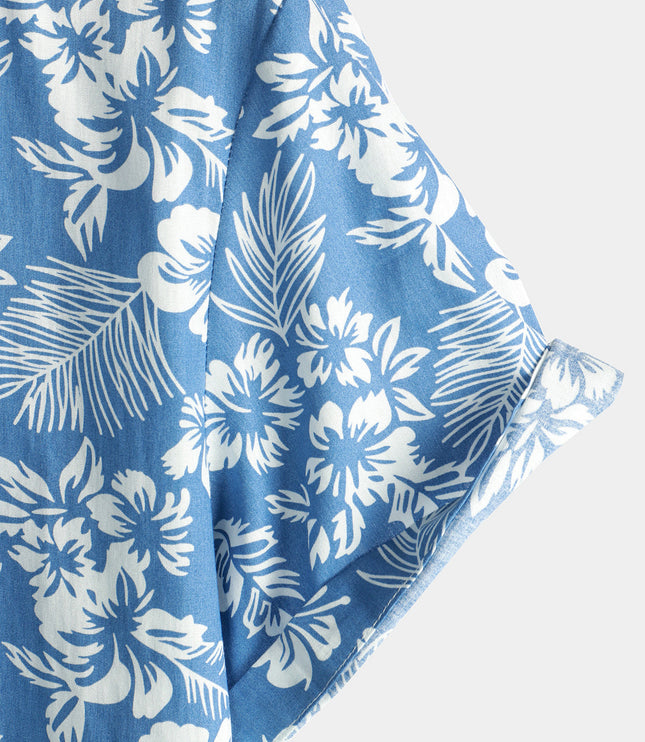 Men's Short Sleeve Hawaiian Shirt with Floral Print