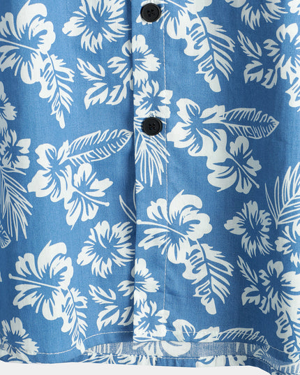 Men's Short Sleeve Hawaiian Shirt with Floral Print