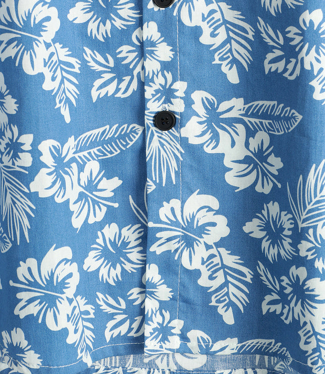 Men's Short Sleeve Hawaiian Shirt with Floral Print