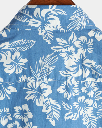 Men's Short Sleeve Hawaiian Shirt with Floral Print