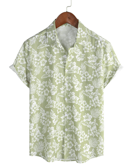 Men's Short Sleeve Hawaiian Shirt with Floral Print