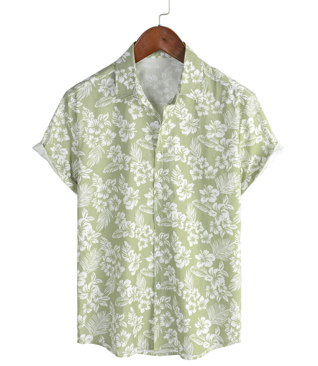 Men's Short Sleeve Hawaiian Shirt with Floral Print