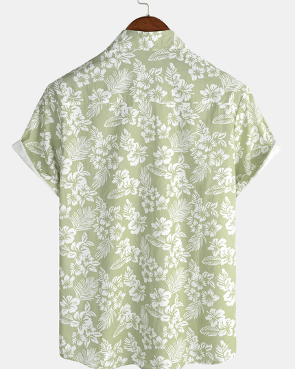 Men's Short Sleeve Hawaiian Shirt with Floral Print