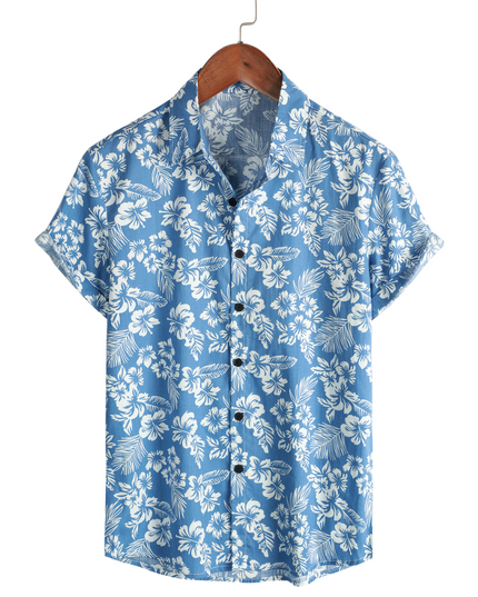 Men's Short Sleeve Hawaiian Shirt with Floral Print