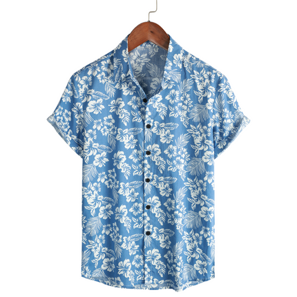 Men's Short Sleeve Hawaiian Shirt with Floral Print