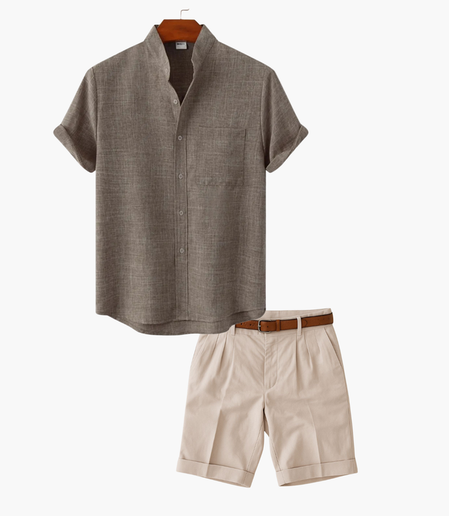 Men's Short Sleeve Shirt and Shorts Set