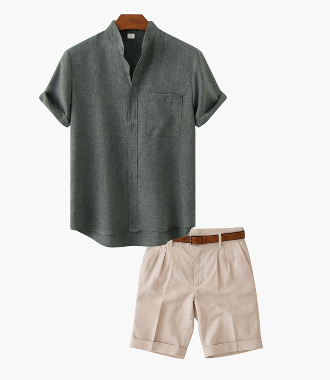 Men's Short Sleeve Shirt and Shorts Set