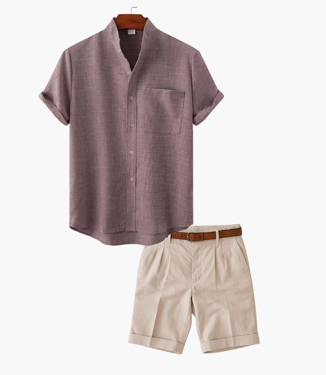 Men's Short Sleeve Shirt and Shorts Set