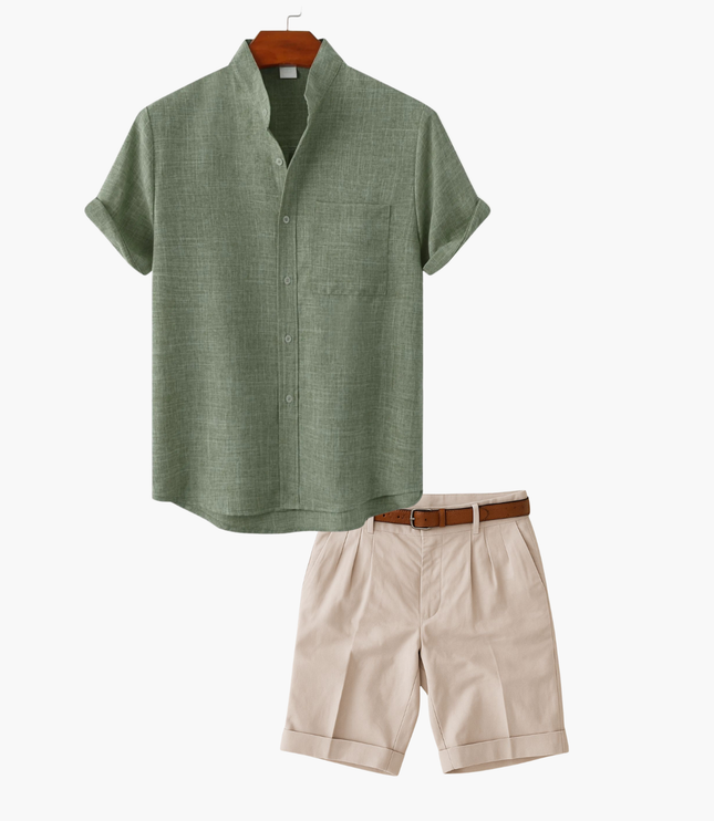 Men's Short Sleeve Shirt and Shorts Set
