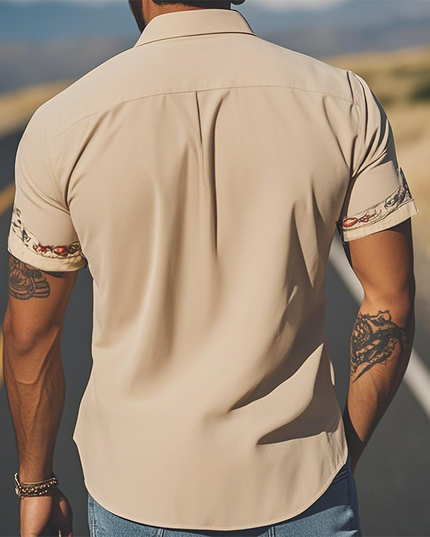 Men's Short Sleeve Summer Shirt in Western Floral Print