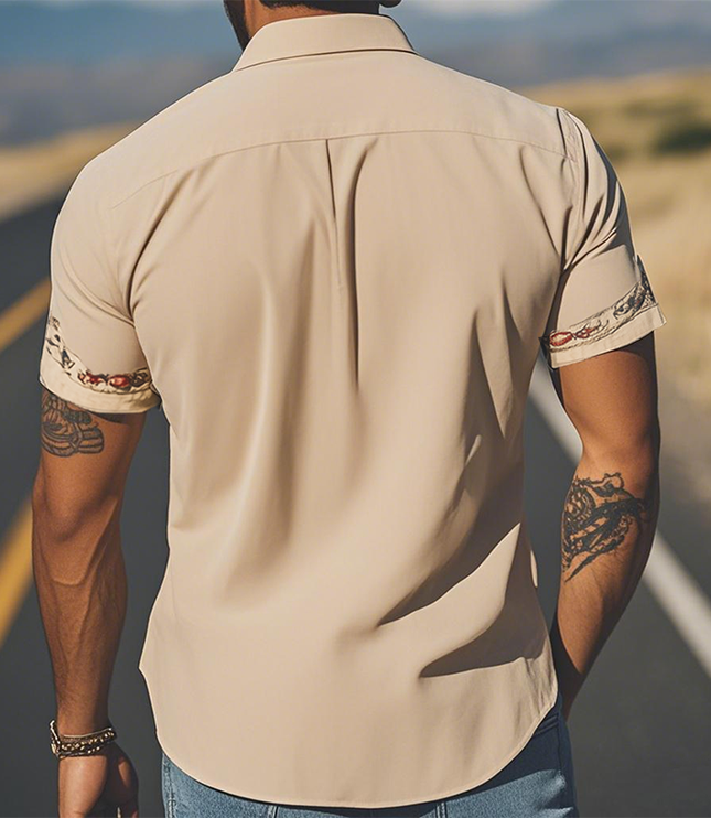 Men's Short Sleeve Summer Shirt in Western Floral Print