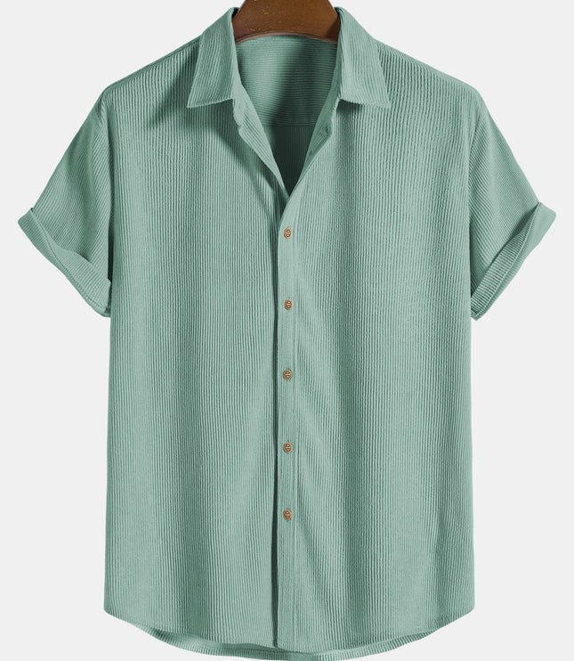 Men's Short Sleeve Textured Shirt with Chest Pocket
