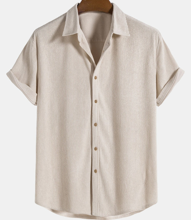 Men's Short Sleeve Textured Shirt with Chest Pocket