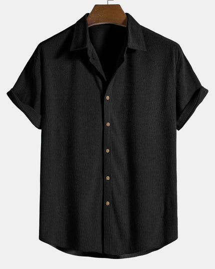 Men's Short Sleeve Textured Shirt with Chest Pocket
