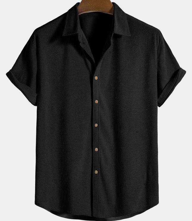 Men's Short Sleeve Textured Shirt with Chest Pocket