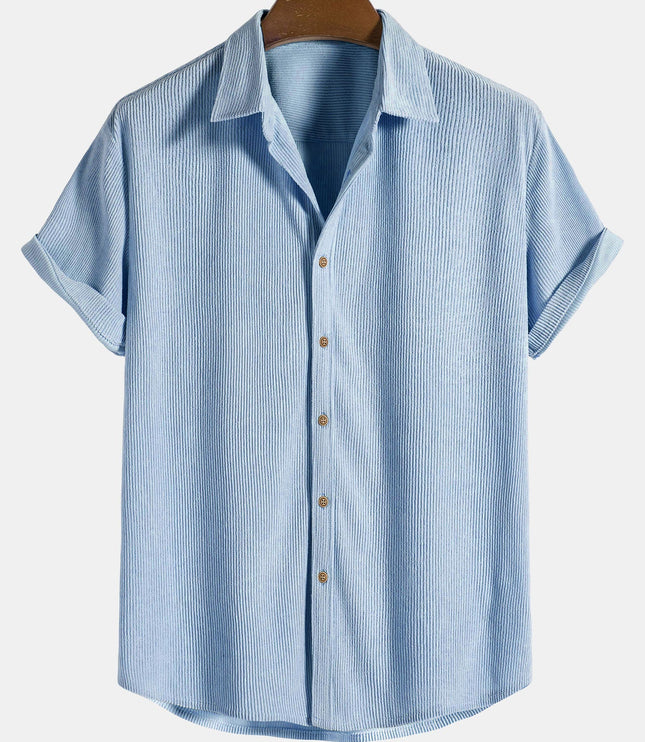 Men's Short Sleeve Textured Shirt with Chest Pocket