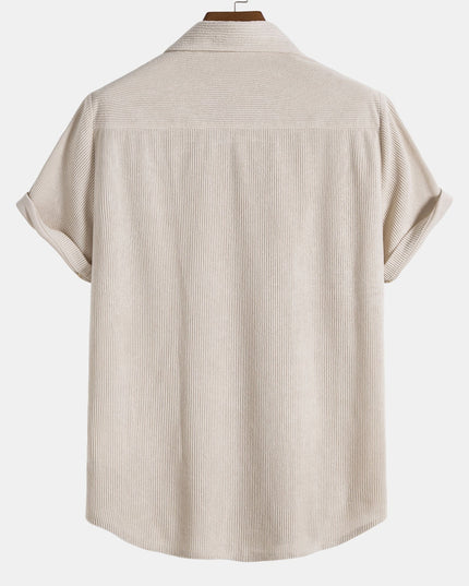 Men's Short Sleeve Textured Shirt with Chest Pocket