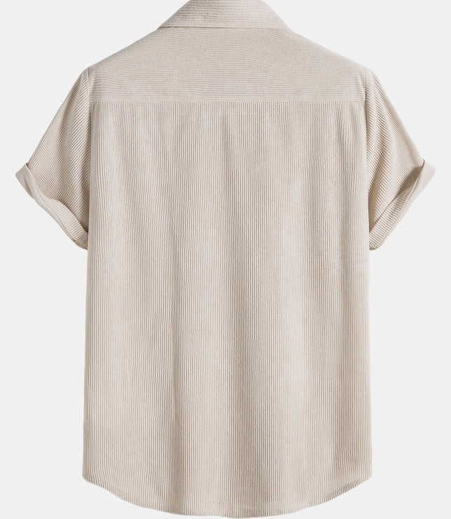 Men's Short Sleeve Textured Shirt with Chest Pocket