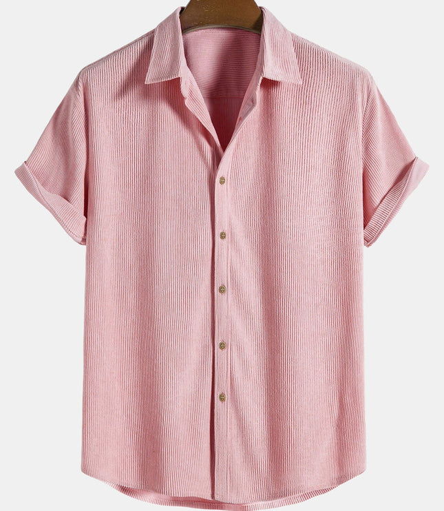 Men's Short Sleeve Textured Shirt with Chest Pocket