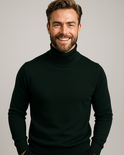 Men's Slim Fit Pullover Sweater with a Knit Turtleneck