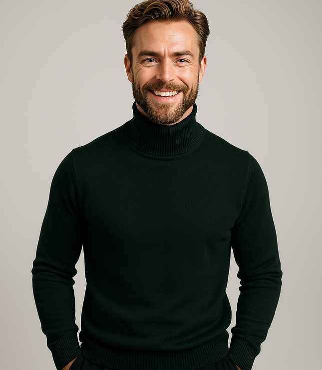 Men's Slim Fit Pullover Sweater with a Knit Turtleneck