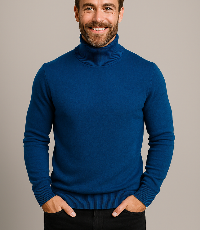 Men's Slim Fit Pullover Sweater with a Knit Turtleneck