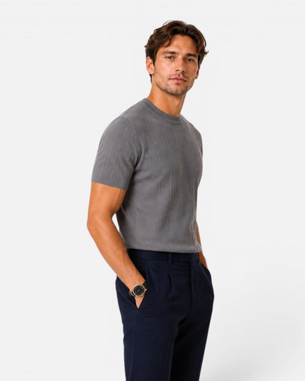 Men's Slim Fit Ribbed Knit T-Shirt