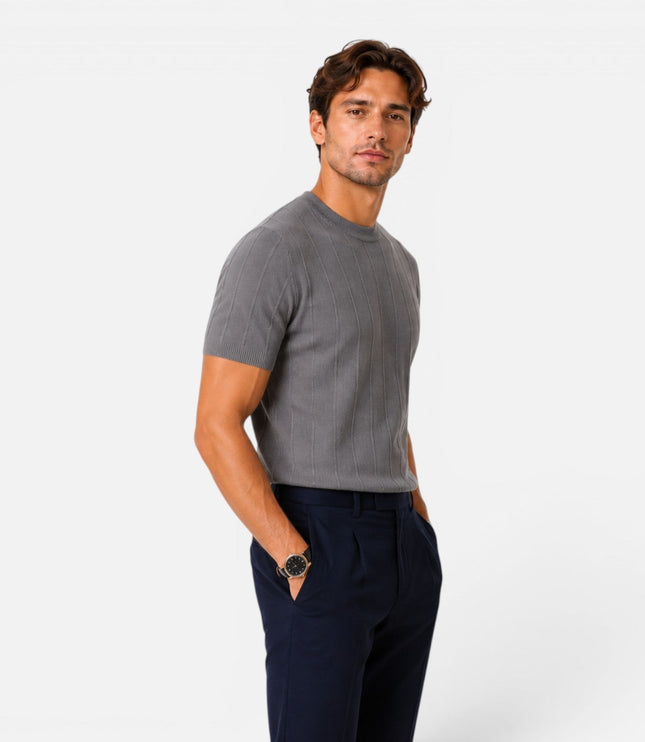Men's Slim Fit Ribbed Knit T-Shirt