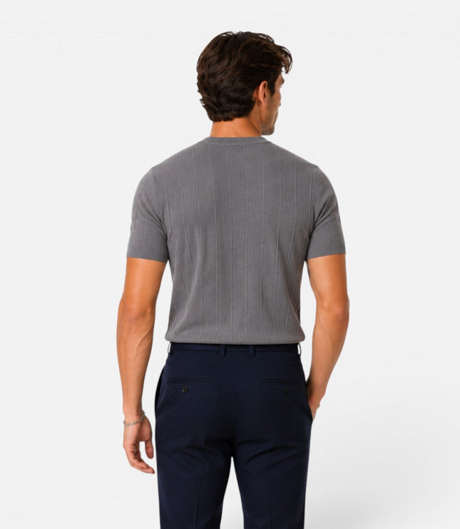 Men's Slim Fit Ribbed Knit T-Shirt