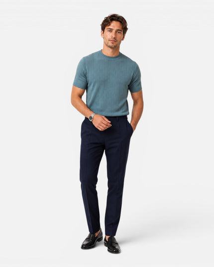 Men's Slim Fit Ribbed Knit T-Shirt