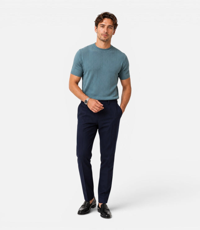 Men's Slim Fit Ribbed Knit T-Shirt