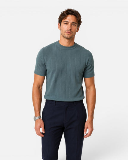 Men's Slim Fit Ribbed Knit T-Shirt