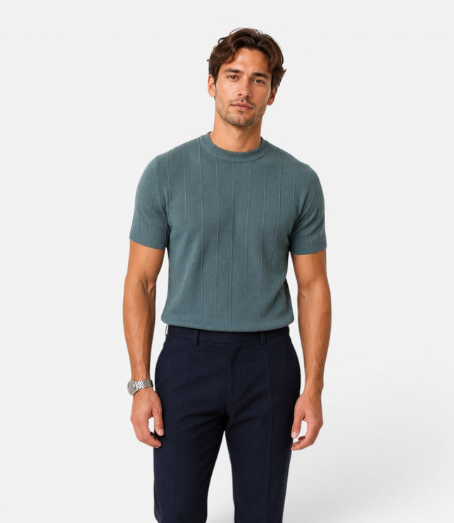 Men's Slim Fit Ribbed Knit T-Shirt