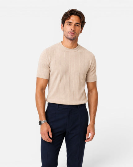 Men's Slim Fit Ribbed Knit T-Shirt
