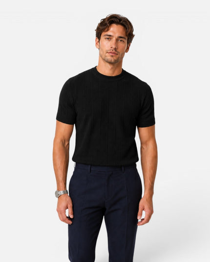 Men's Slim Fit Ribbed Knit T-Shirt