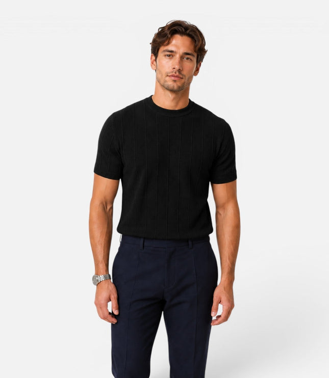 Men's Slim Fit Ribbed Knit T-Shirt