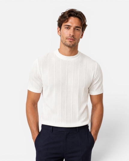Men's Slim Fit Ribbed Knit T-Shirt